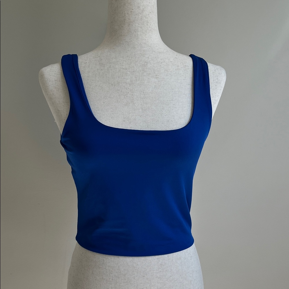 Artfish Cobalt Blue Tank Top Large Workout Square Neck Double Layer